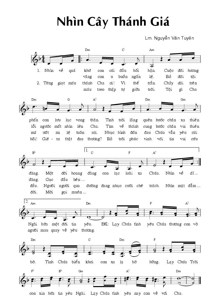 Sheet nhạc Nhìn Cây Thánh Giá